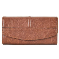 Vintage Faux Leather Long Wallet Clutch Purse with Card Slots