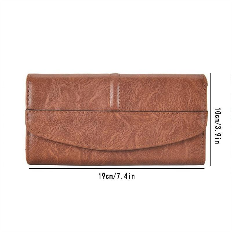 Vintage Faux Leather Long Wallet Clutch Purse with Card Slots