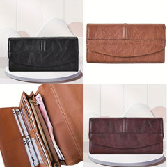 Vintage Faux Leather Long Wallet Clutch Purse with Card Slots