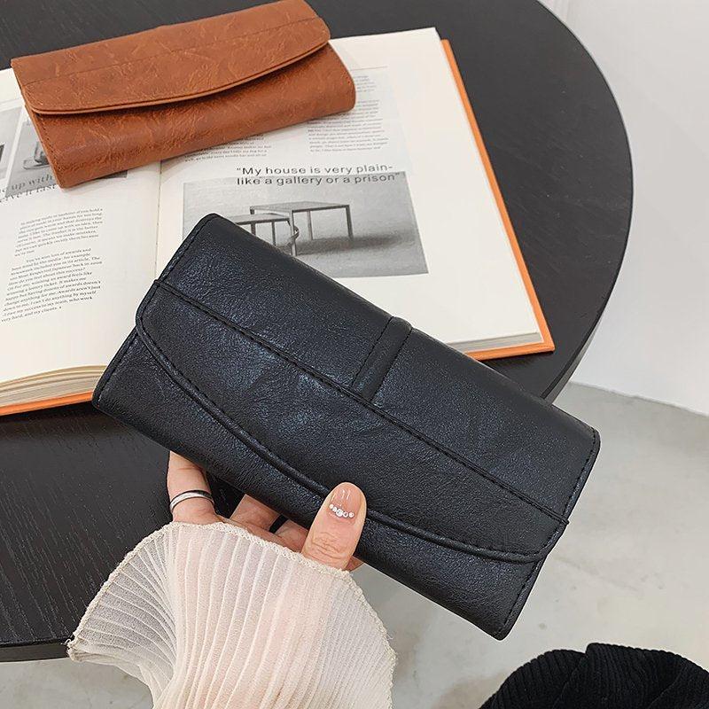 Vintage Faux Leather Long Wallet Clutch Purse with Card Slots