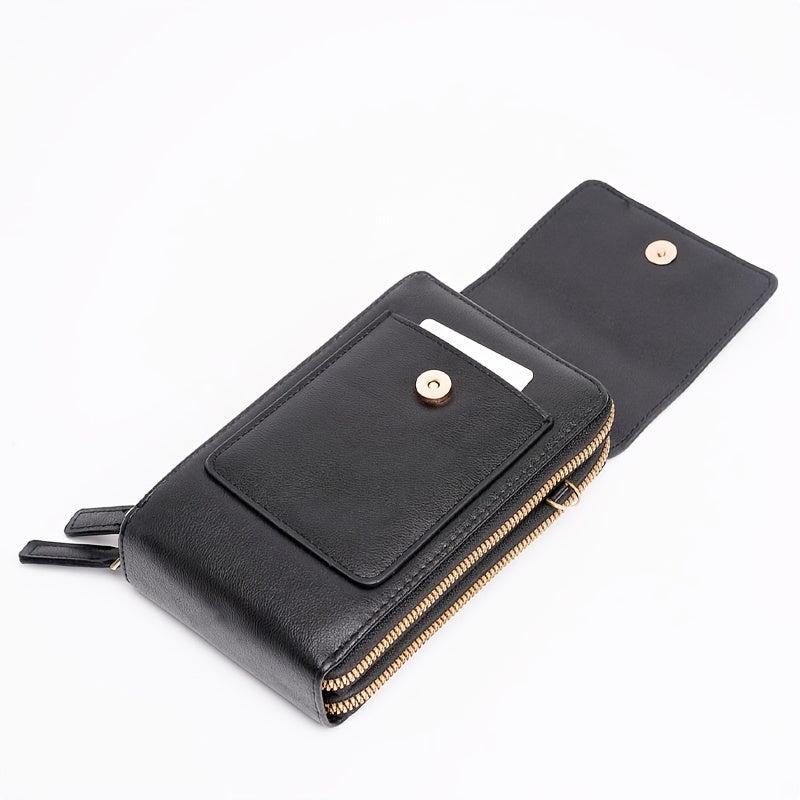 Fashionable Cell Phone Bag Faux Leather Shoulder Bag With Button
