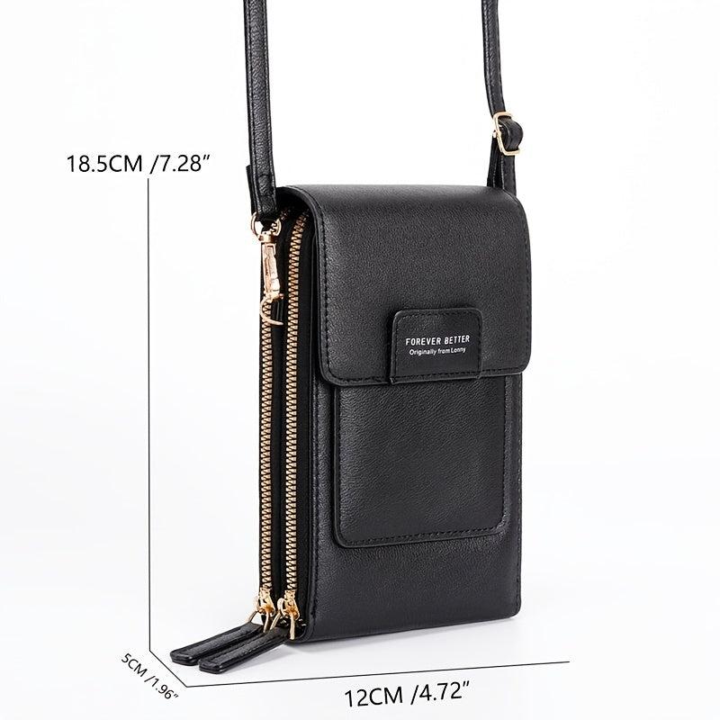 Fashionable Cell Phone Bag Faux Leather Shoulder Bag With Button