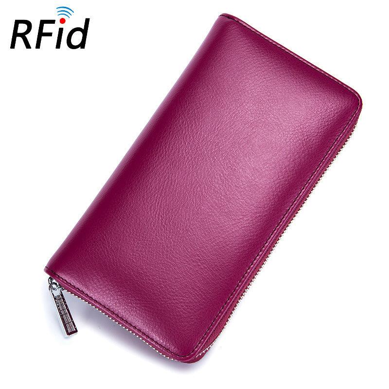 Women's Long Solid Zipper Clutch Wallet Card Slots Coin Purse