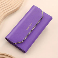 Trifold Buckle Long Wallet Large Capacity Cash Bag