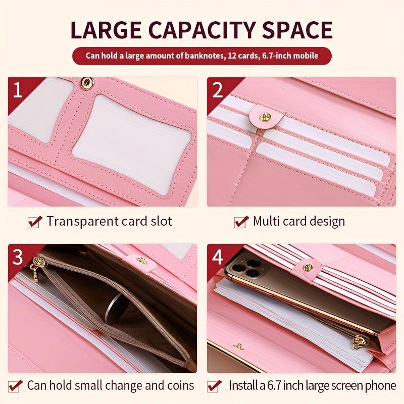 Trifold Buckle Long Wallet Large Capacity Cash Bag