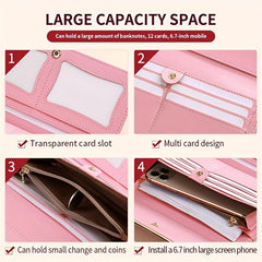 Trifold Buckle Long Wallet Large Capacity Cash Bag