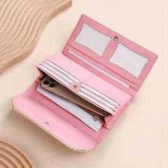 Trifold Buckle Long Wallet Large Capacity Cash Bag