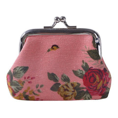 Floral Canvas Coin Purse for Women, Kiss Lock Closure