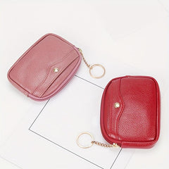 Solid Clutch Coin Purse Minimalist Zipper Portable Storage Pouch