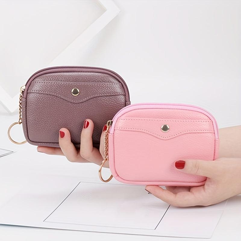 Solid Clutch Coin Purse Minimalist Zipper Portable Storage Pouch