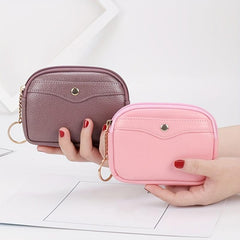 Solid Clutch Coin Purse Minimalist Zipper Portable Storage Pouch