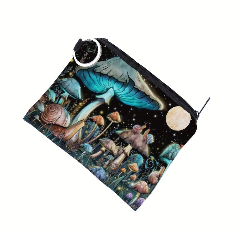 Cartoon Mushroom Pattern Coin Purse Fabric Storage Bag Women's Zipper Wallet