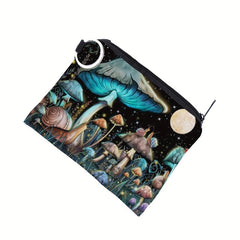 Cartoon Mushroom Pattern Coin Purse Fabric Storage Bag Women's Zipper Wallet