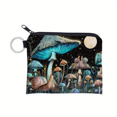 Cartoon Mushroom Pattern Coin Purse Fabric Storage Bag Women's Zipper Wallet