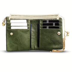 Vintage Women's Short Wallet Clutch Coin Purse with Kiss Lock