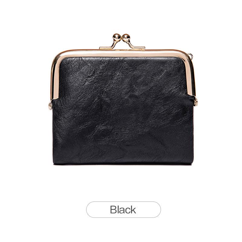 Vintage Women's Short Wallet Clutch Coin Purse with Kiss Lock