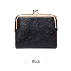 Vintage Women's Short Wallet Clutch Coin Purse with Kiss Lock