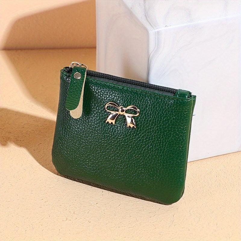 Bowknot Coin Purse Faux Leather Solid Purse