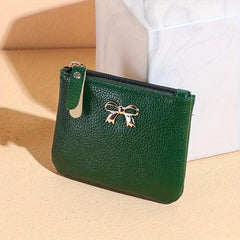 Bowknot Coin Purse Faux Leather Solid Purse