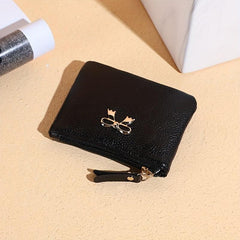 Bowknot Coin Purse Faux Leather Solid Purse