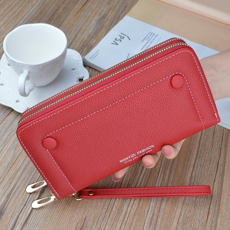 Double Zip Faux Leather Clutch Bag for Work & Party