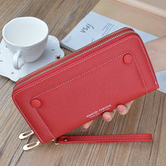 Double Zip Faux Leather Clutch Bag for Work & Party