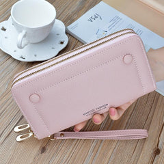 Double Zip Faux Leather Clutch Bag for Work & Party