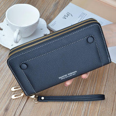 Double Zip Faux Leather Clutch Bag for Work & Party