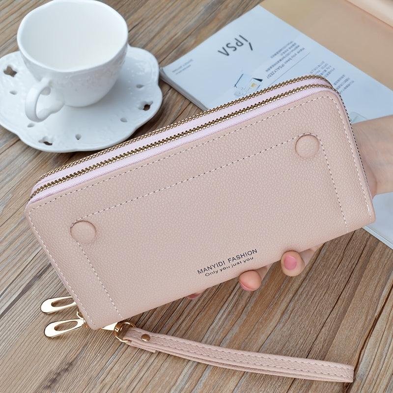 Double Zip Faux Leather Clutch Bag for Work & Party