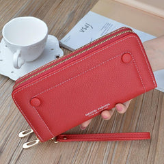 Double Zip Faux Leather Clutch Bag for Work & Party