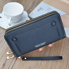 Double Zip Faux Leather Clutch Bag for Work & Party