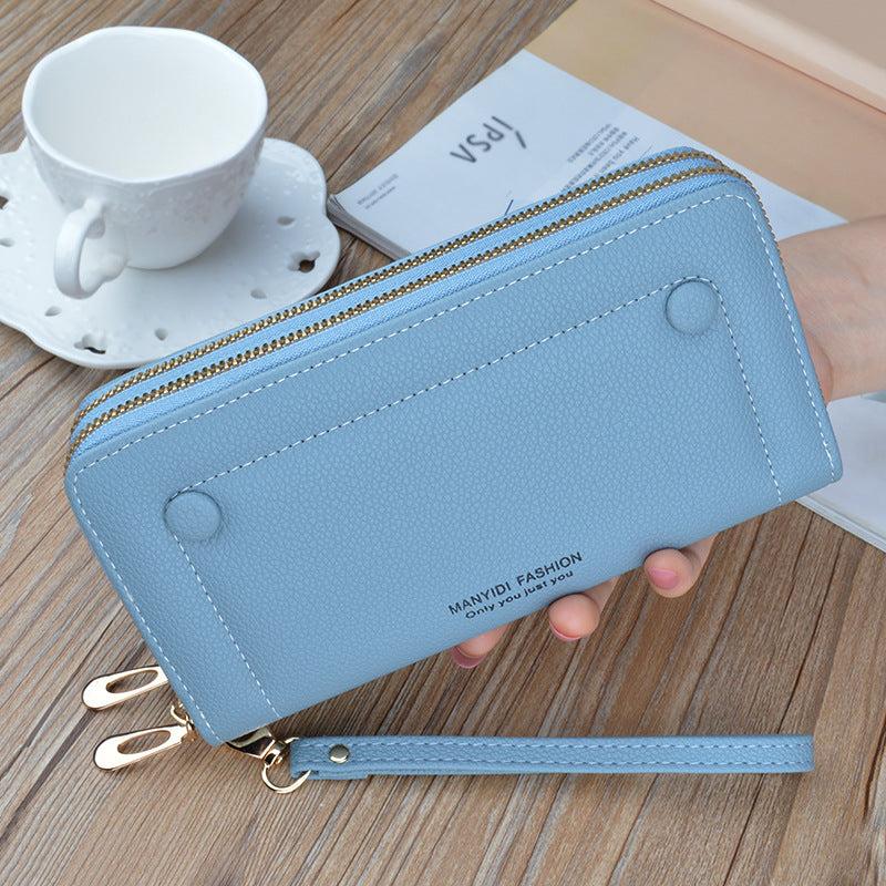 Double Zip Faux Leather Clutch Bag for Work & Party