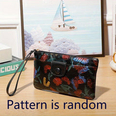 Vintage Flower Embossed Clutch Bag Zipper Long Wallet for Women