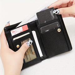 Casual Solid Coin Purse Litchi Embossed Credit Card Small Wallet ID Window