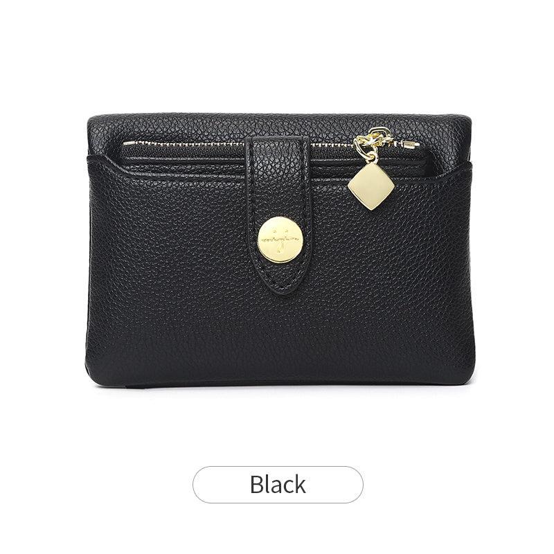 Casual Solid Coin Purse Litchi Embossed Credit Card Small Wallet ID Window