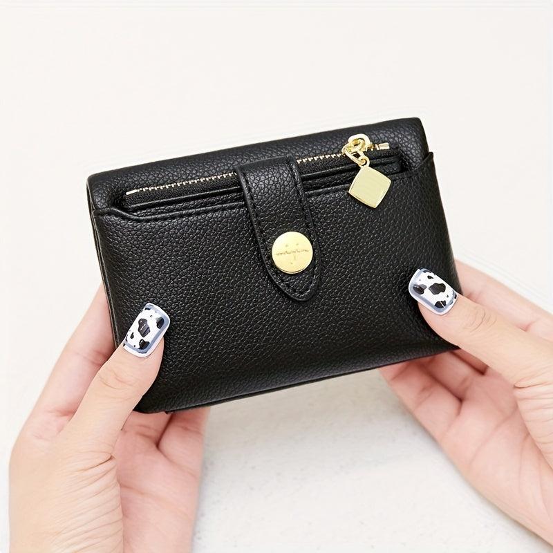Casual Solid Coin Purse Litchi Embossed Credit Card Small Wallet ID Window