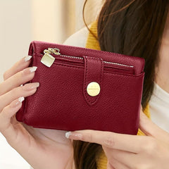 Casual Solid Coin Purse Litchi Embossed Credit Card Small Wallet ID Window