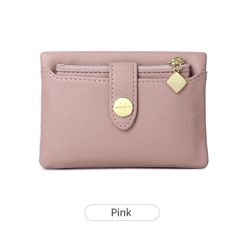 Casual Solid Coin Purse Litchi Embossed Credit Card Small Wallet ID Window
