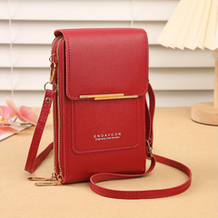 Vertical Wallet Touch Screen Mobile Phone Bag Zipper Around Purse