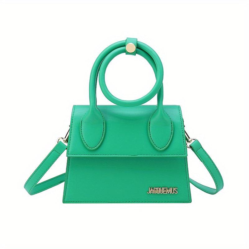 Women's Letter Square Crossbody Bag with Round Handle