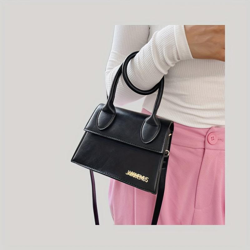 Women's Letter Square Crossbody Bag with Round Handle