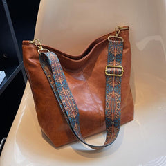 Vintage Geometric Crossbody Bag with Large Capacity Shoulder Strap