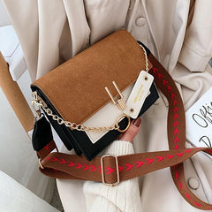 Flap Square Bag Faux Leather Purse with Chain Decor