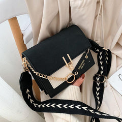 Flap Square Bag Faux Leather Purse with Chain Decor