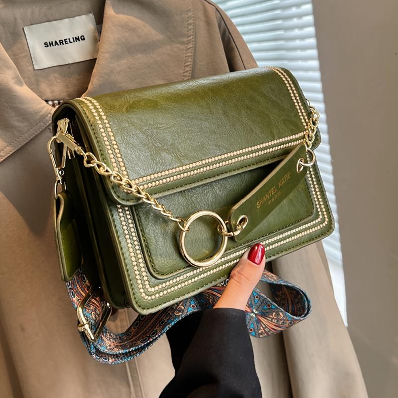 Square Crossbody Bag Small Flap Purse Women's Shoulder Bag