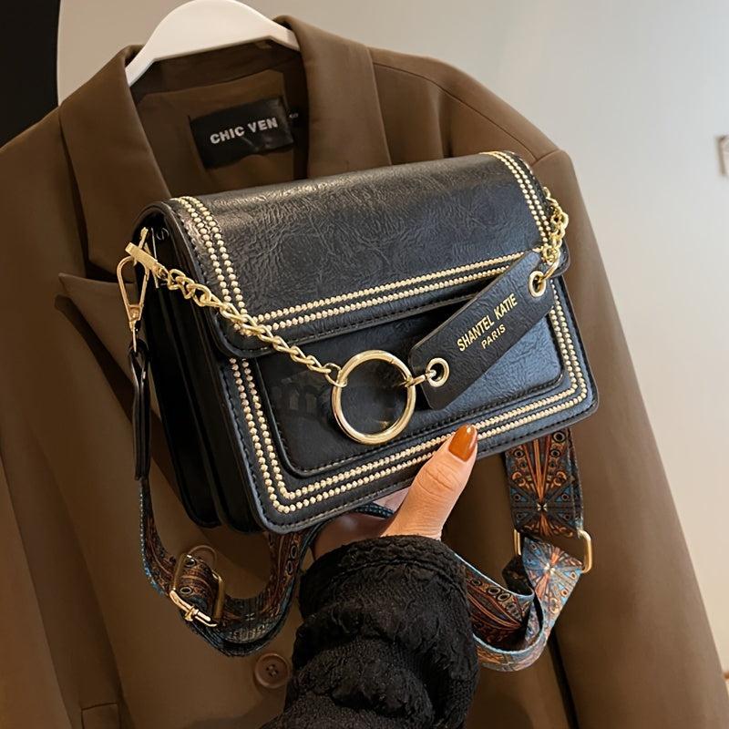 Square Crossbody Bag Small Flap Purse Women's Shoulder Bag