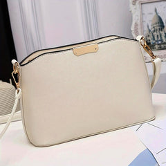 Metal Decor Textured Crossbody Bag Faux Leather Shoulder Purse