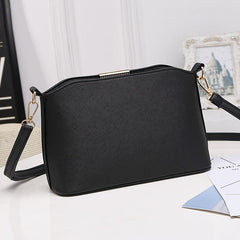 Metal Decor Textured Crossbody Bag Faux Leather Shoulder Purse