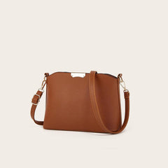 Metal Decor Textured Crossbody Bag Faux Leather Shoulder Purse