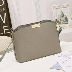 Metal Decor Textured Crossbody Bag Faux Leather Shoulder Purse
